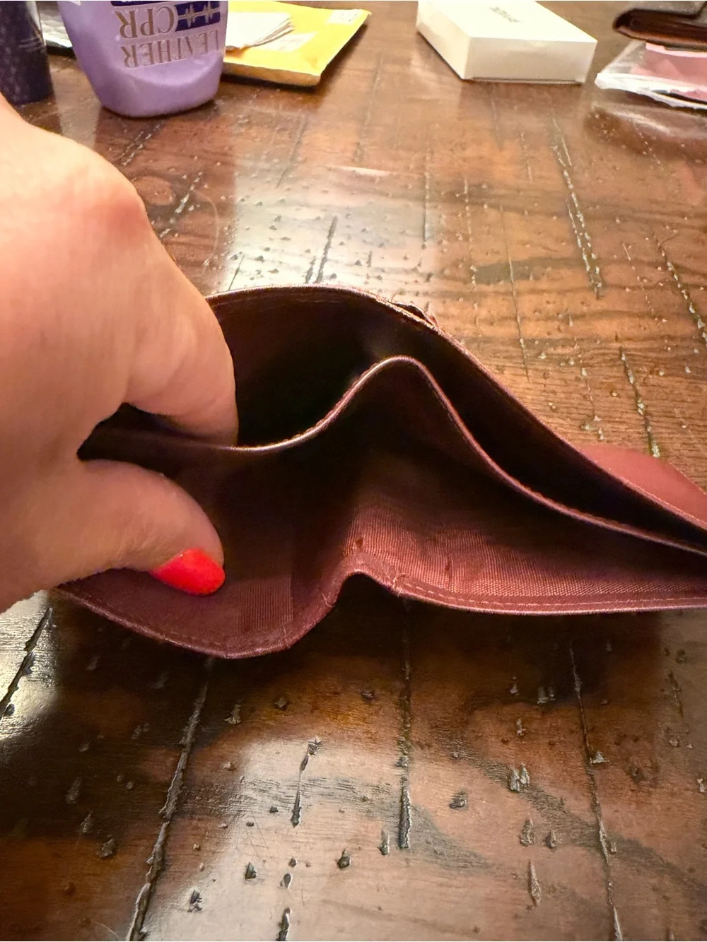 Cartier Men's Bifold Wallet in Burgundy with Gold Corners